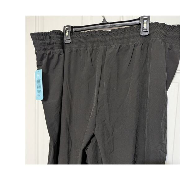 MTA Sport Crop Pants Womens Plus SZ 3X Black Drawstring Elastic Waist Wide Leg - Picture 12 of 15